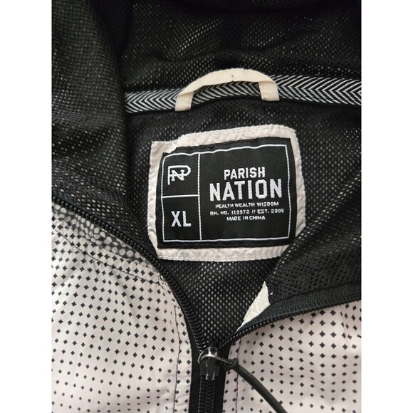 Parish Nation Mens Windbreaker Full Zip XL Hoodie Black and White - Picture 4 of 9